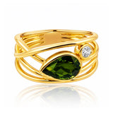 Pear Tourmaline & Diamond Crossover Ring in 9ct Yellow Gold at LeGassick.