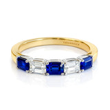 Sapphire & Emerald Cut Diamond Ring set in 18ct Yellow & White Gold