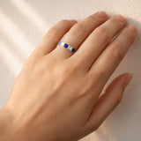 Sapphire & Emerald Cut Diamond Ring set in 18ct Yellow & White Gold