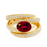 Tourmaline & Diamond Wrap Ring in 18ct Yellow Italian Gold