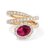Yellow Gold Italian Oval Tourmaline & Diamond Wrap Ring