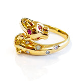 Leopard Style Sapphire & Diamond Ring set in 18ct Yellow Gold