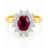 Burmese Ruby & Diamond Cluster Ring in 18ct Yellow & White Gold
