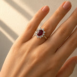 Burmese Ruby & Diamond Cluster Ring in 18ct Yellow & White Gold