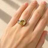 Yellow Gold Lemon Quartz Multi-Gemstone Cluster Ring