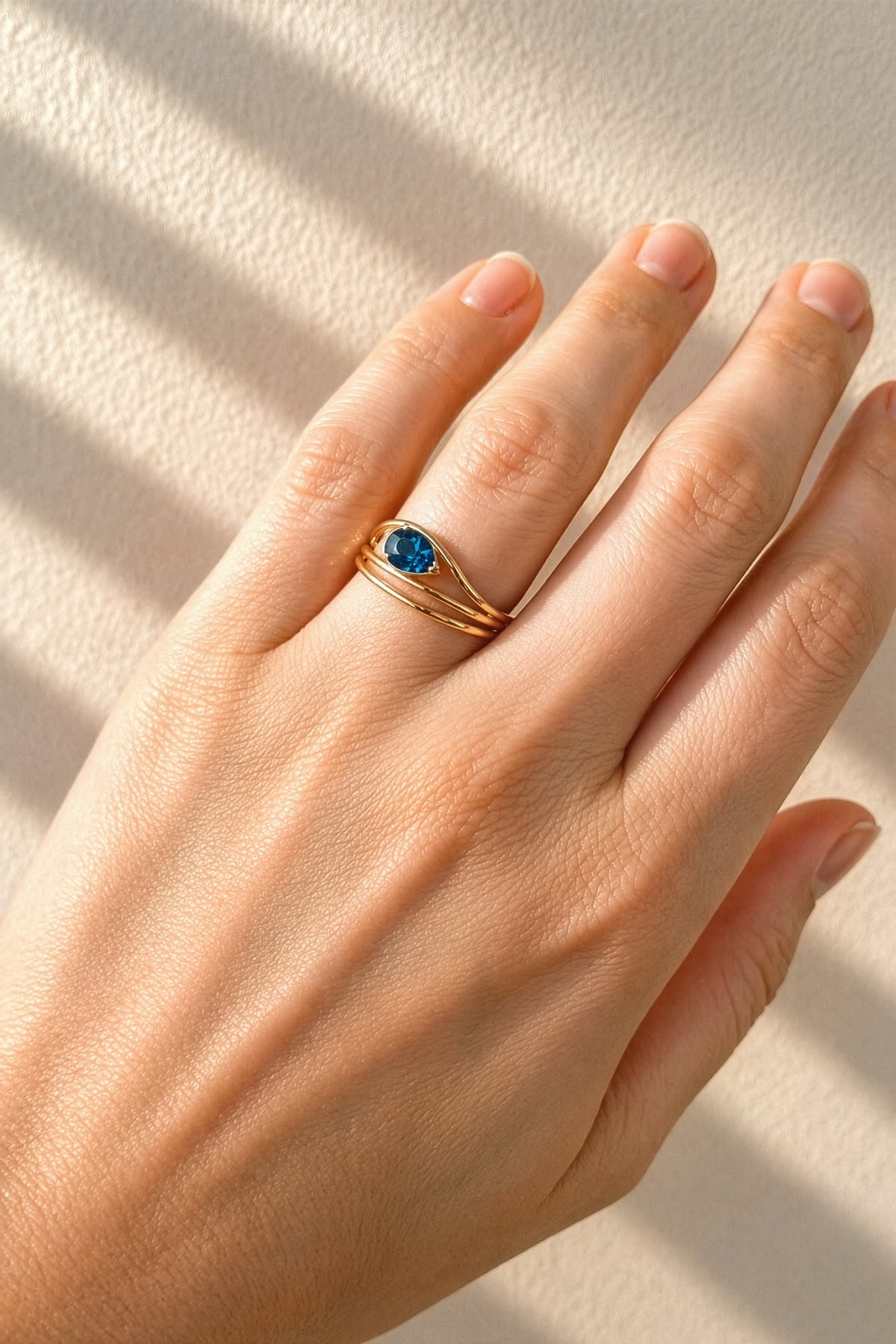 London Blue Topaz Open Wrap Ring in Yellow Gold