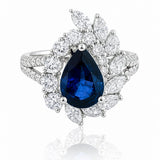 Sapphire & Diamond Asymmetric Cluster Ring in 18ct White Gold
