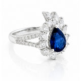 Sapphire & Diamond Asymmetric Cluster Ring in 18ct White Gold
