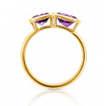 Amethyst Toi et Moi Yellow Gold Ring on white background