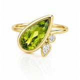 Peridot & Diamond Dress Ring in 9ct Yellow Gold