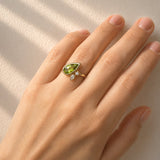 Peridot & Diamond Dress Ring in 9ct Yellow Gold