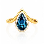 London Blue Topaz Ring in Yellow & White Gold on a white background