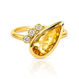 Citrine & Diamond Dress Ring in Yellow Gold on a white background