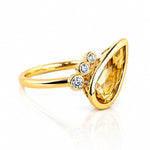 Citrine & Diamond Dress Ring in Yellow Gold on a white background