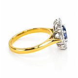 Ceylon Sapphire & Diamond Cluster Ring in 18ct Yellow & White Gold