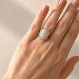Solid White Opal & Diamond Ring set in 14ct Yellow & White Gold