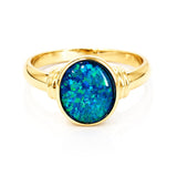 Oval Triplet Opal Dress Ring in Yellow Gold