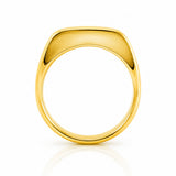 Round White Opal Signet Ring set in Yellow Gold