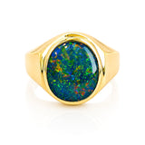 Oval Opal Signet Ring in Yellow Gold