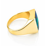 Square Bezel Set Opal Signet Ring in Yellow Gold