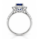 Royal Blue Sri Lankan Sapphire & Diamond Cluster Ring in White Gold