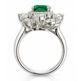 Colombian Emerald & Diamond Cluster Dress Ring in White Gold