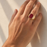 Red Jasper Men’s Ring set in Yellow Gold