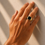 Chrysoprase Signet Ring set in Yellow Gold