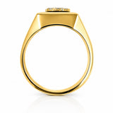 Black Onyx Roman Head Signet Ring inYellow Gold