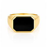 Octagonal Black Onyx Men’s Signet Ring in Yellow Gold