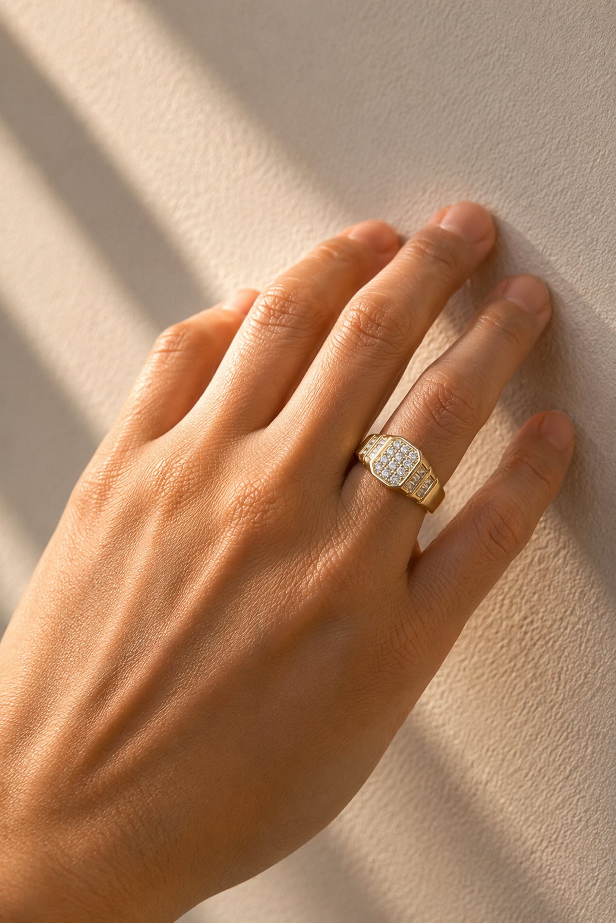 Diamond Gents Grain Set Dress Ring in 18ct Yellow Gold