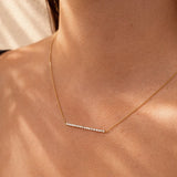 Diamond Bar Pendant with Chain in 18ct Yellow Gold