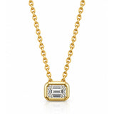 Emerald Cut Diamond Bezel Set Slider Pendant in Yellow Gold