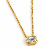 Emerald Cut Diamond Bezel Set Slider Pendant in Yellow Gold