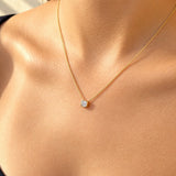 Emerald Cut Diamond Bezel Set Slider Pendant in Yellow Gold