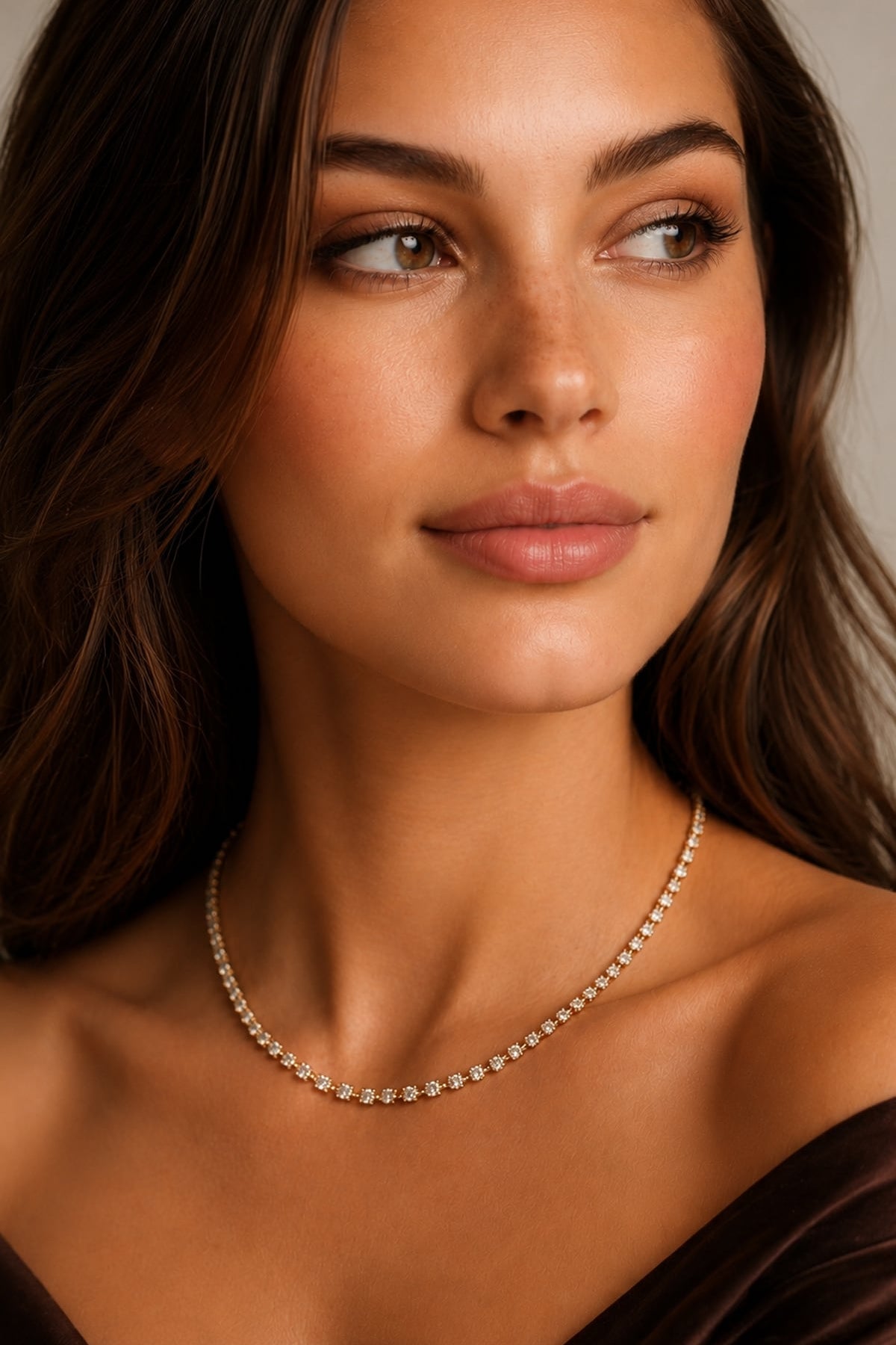 Graduating Claw Set Diamond Necklet set in 18ct Yellow Gold