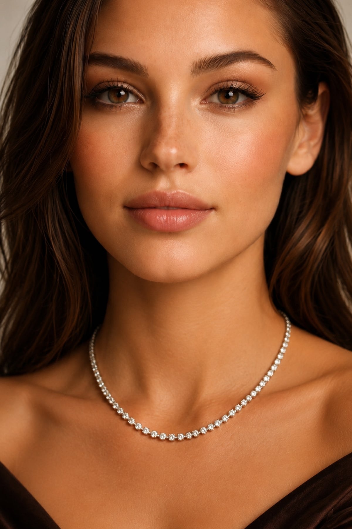 Graduating Claw Set Diamond Necklet set in 18ct White Gold