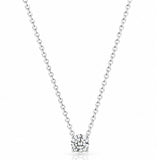 Diamond Solitaire Pendant with Chain in White Gold