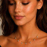 Diamond Station Necklace in 18ct Yellow & White Gold