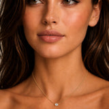 East-West Oval Diamond Solitaire Necklace in Yellow Gold
