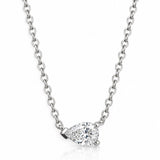 East-West Pear Cut Diamond Pendant in White Gold