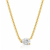 GIA Pear Cut Diamond East-West Solitaire Pendant in Yellow Gold