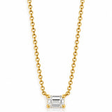 Emerald Cut Diamond Solitaire Necklace in Yellow Gold