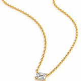 Emerald Cut Diamond Solitaire Necklace in Yellow Gold