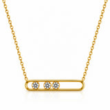 Round Brilliant Cut Diamond Open Bar Pendant in Yellow Gold
