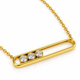 Round Brilliant Cut Diamond Open Bar Pendant in Yellow Gold