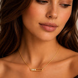 Round Brilliant Cut Diamond Open Bar Pendant in Yellow Gold