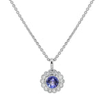 Tanzanite & Diamond Pendant in 18ct White Gold