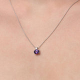 Amethyst & Diamond Pendant set in 18ct White Gold