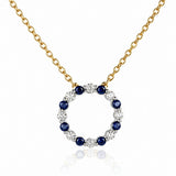 Diamond & Sapphire Circle Pendant set in 18ct White Gold (chain sold separately)